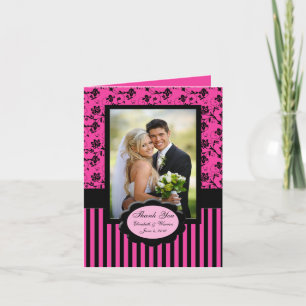 Tarjeta de agradecimiento de foto floral rosa y ne