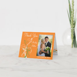 Tarjeta de agradecimiento de foto floral verde nar