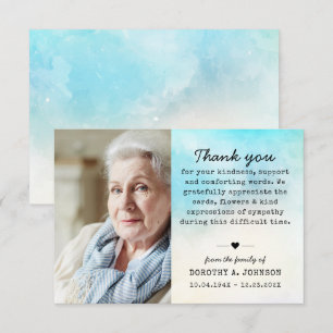 Tarjeta de agradecimiento de foto funeral simpatía