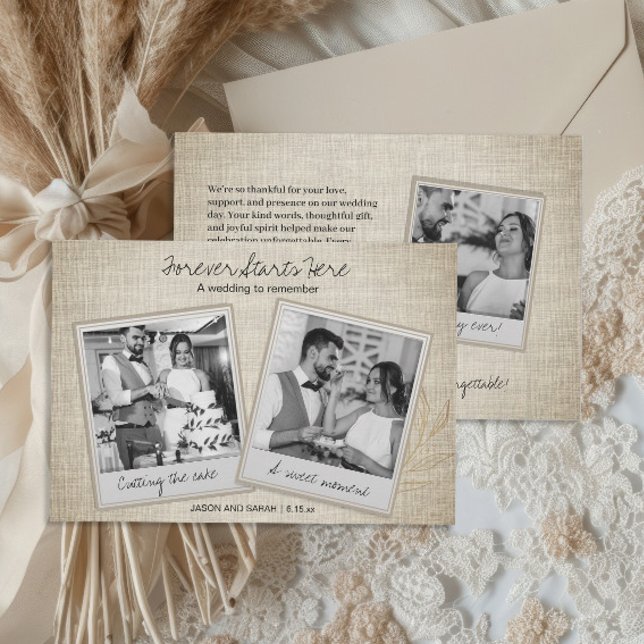 Tarjeta de agradecimiento de foto instantánea vint (Vintage retro photo wedding thank you card )
