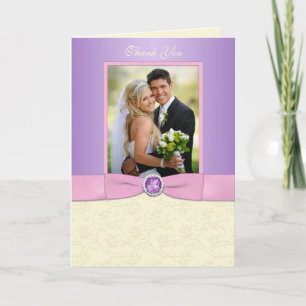Tarjeta de agradecimiento de foto lavanda, rosa y