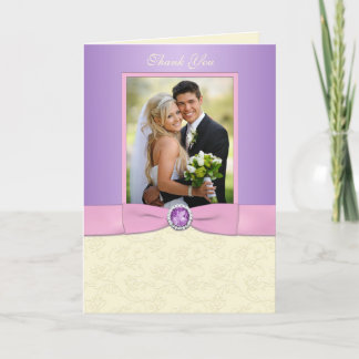 Tarjeta de agradecimiento de foto lavanda, rosa y