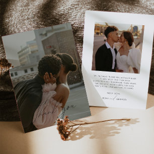 Tarjeta de agradecimiento de foto plana con guión 