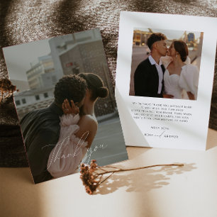 Tarjeta de agradecimiento de foto plana con guión 