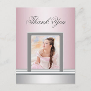 Tarjeta de agradecimiento de foto rosa RSVP para t