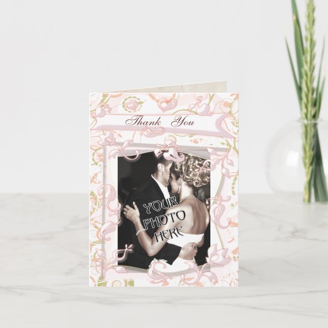Tarjeta de agradecimiento de foto y texto de boda  (Anverso)