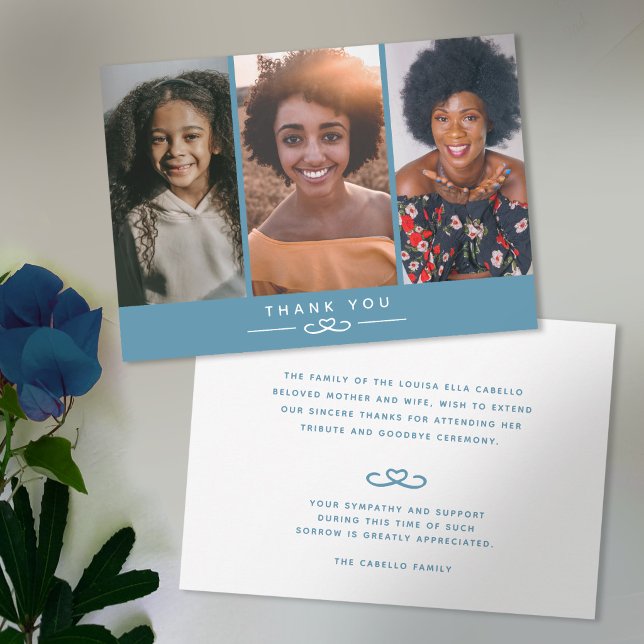 Tarjeta de agradecimiento de fotos azules de funer (Subido por el creador)