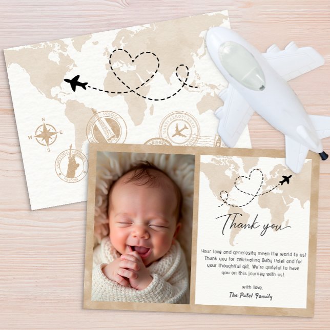 Tarjeta de agradecimiento de fotos de Baby Shower  (Cute Photo Thank You Card)