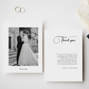 Tarjeta de agradecimiento de fotos de boda con cal