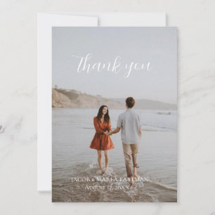 Tarjeta de agradecimiento de fotos de boda minimal