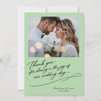 Tarjeta de agradecimiento de fotos de boda moderna
