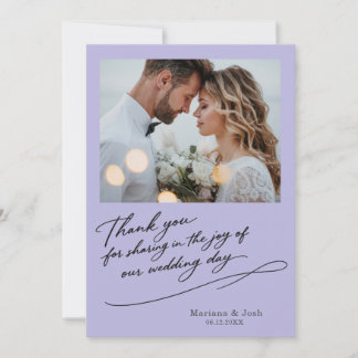 Tarjeta de agradecimiento de fotos de boda moderna