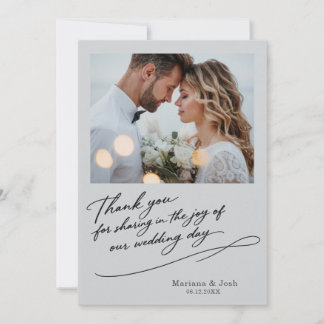 Tarjeta de agradecimiento de fotos de boda moderna