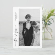 Tarjeta de agradecimiento de fotos de boda moderna