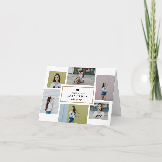 Tarjeta de agradecimiento de fotos de graduación d (Anverso)