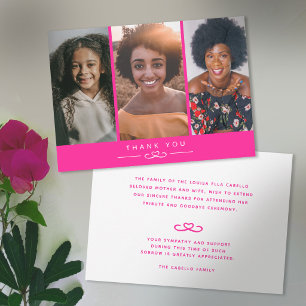 Tarjeta de agradecimiento de fotos rosadas de fune