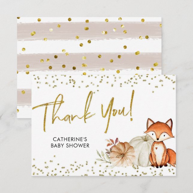 Tarjeta de agradecimiento de Fox Oh Boy Fall Pumpk (Anverso / Reverso)