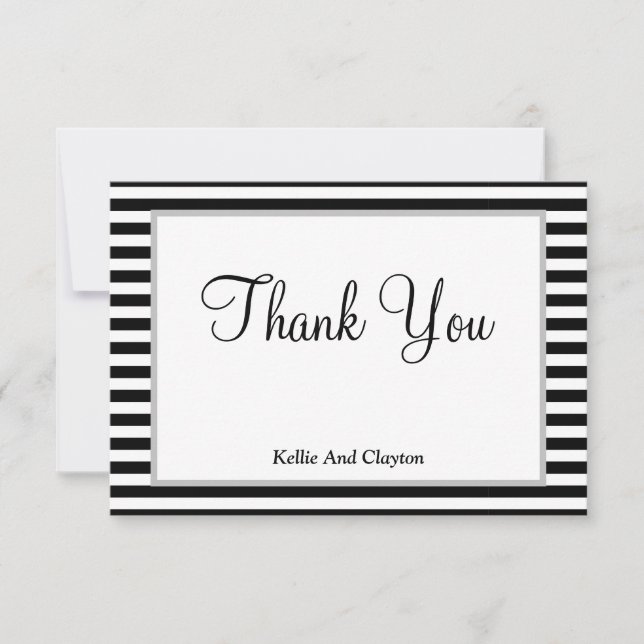 Tarjeta de agradecimiento de franjas blancas/negra (Anverso)
