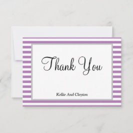 Tarjeta de agradecimiento de franjas moradas/blanc
