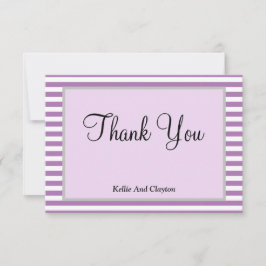 Tarjeta de agradecimiento de franjas moradas/blanc