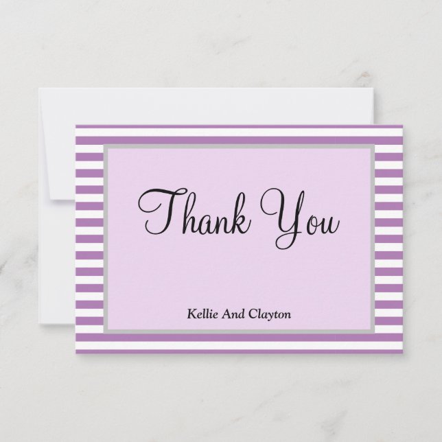 Tarjeta de agradecimiento de franjas moradas/blanc (Anverso)