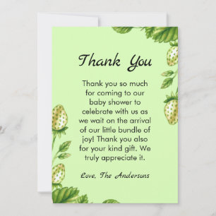 Tarjeta de agradecimiento de fresa Baby Shower Fla