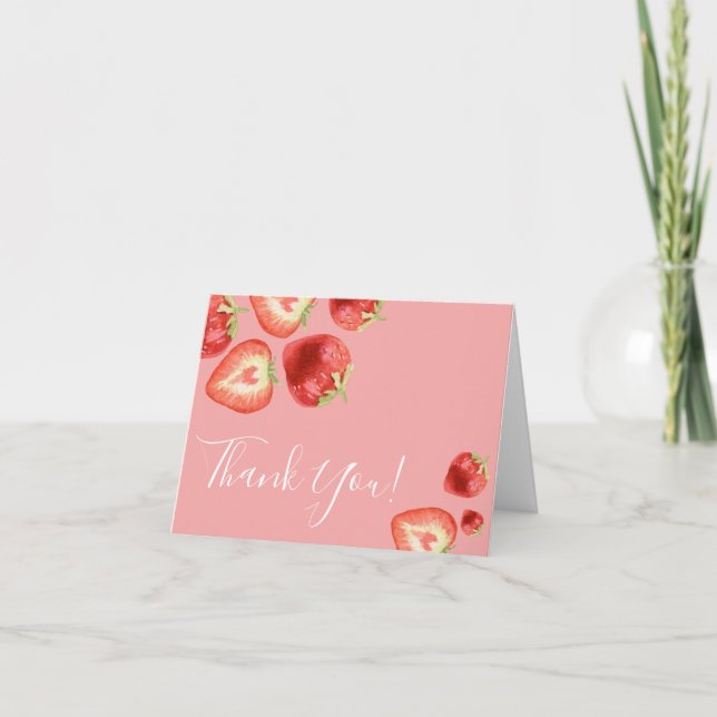 Tarjeta de agradecimiento de fresa Baby Shower o c (Anverso)