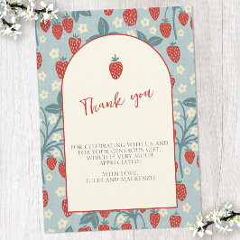 Tarjeta de agradecimiento de fresa vintage