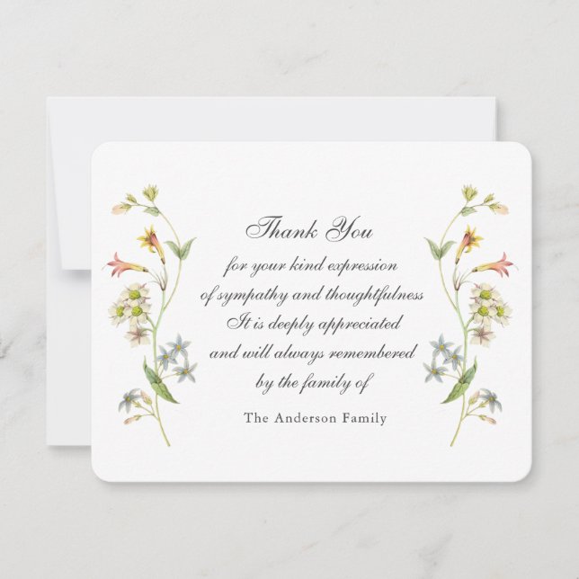 Tarjeta de agradecimiento de frontera floral vinta (Anverso)