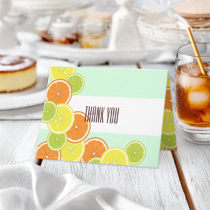 Tarjeta de agradecimiento de frutas cítricas verde