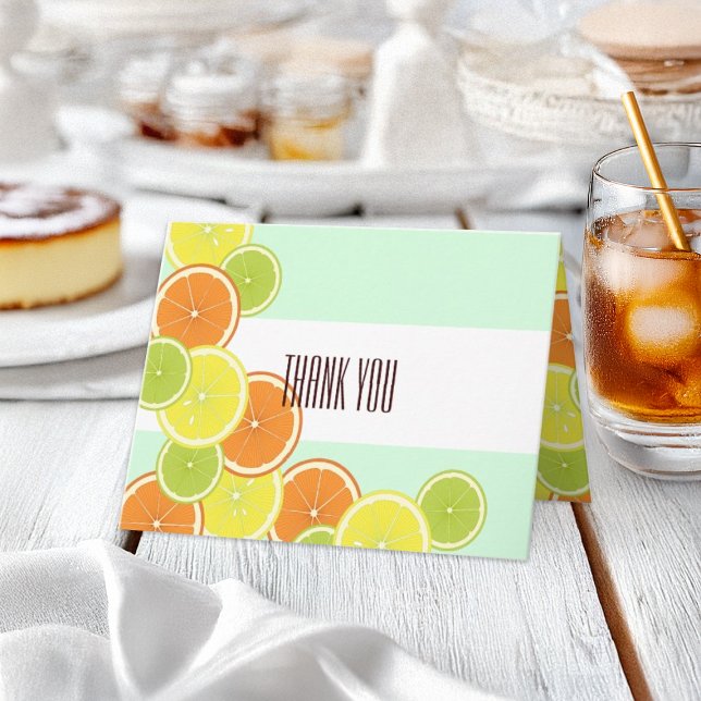 Tarjeta de agradecimiento de frutas cítricas verde (Subido por el creador)