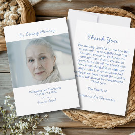 Tarjeta de agradecimiento de funeral con foto con 
