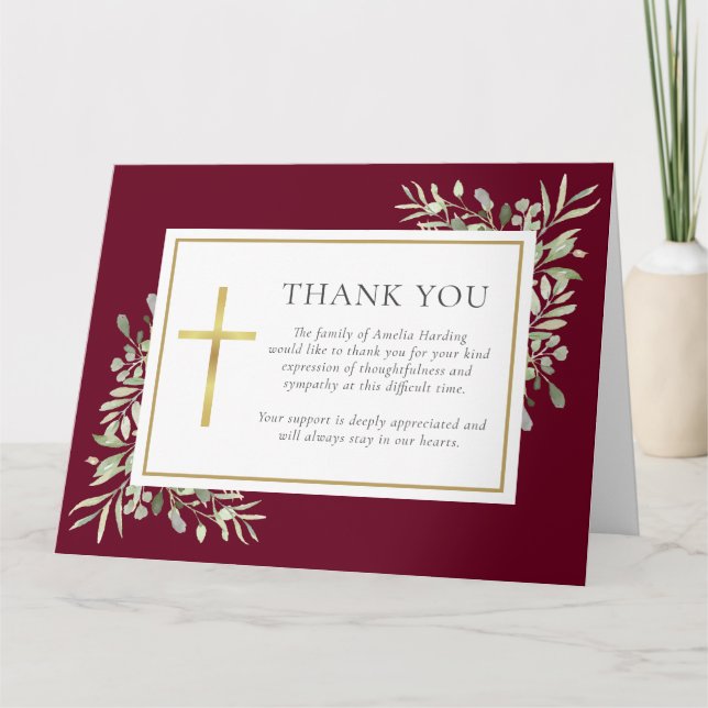 Tarjeta de agradecimiento de funeral cristiano acu (Anverso)