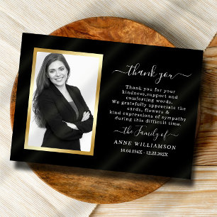 Tarjeta de agradecimiento de funeral de escritura