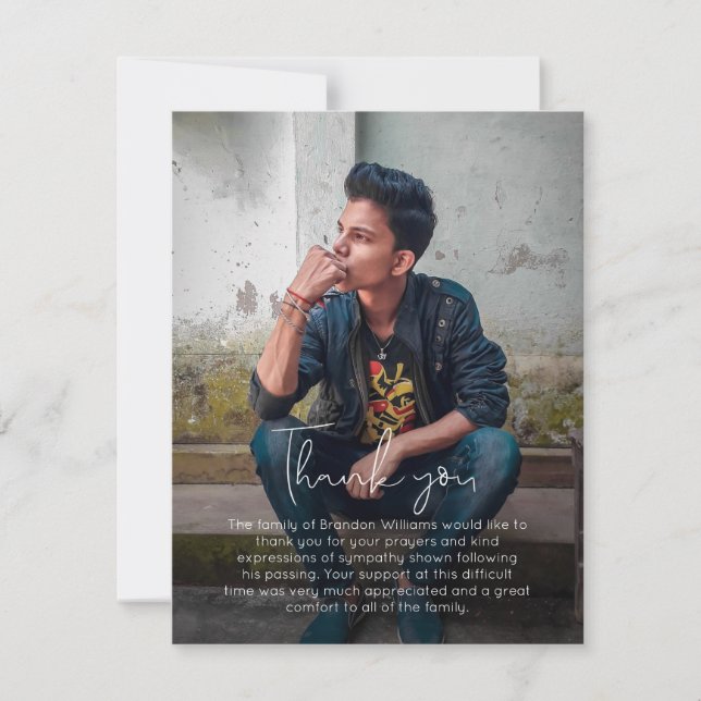 Tarjeta de agradecimiento de funeral manuscrito de (Anverso)