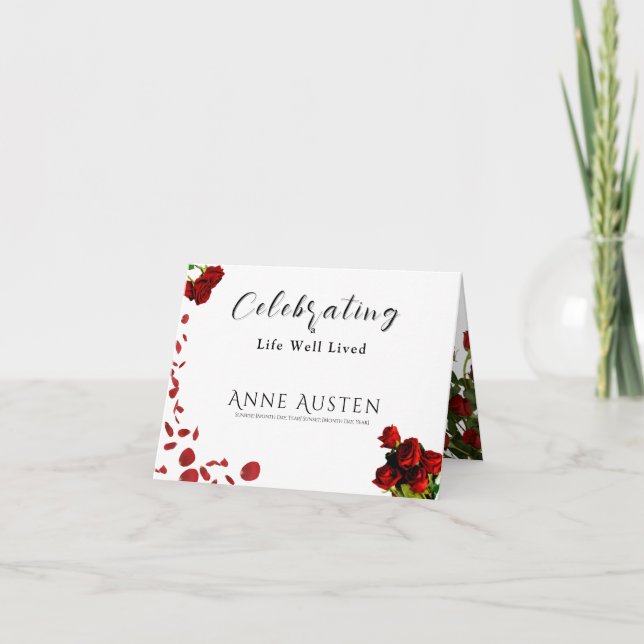 Tarjeta de agradecimiento de funerales plegados -  (Anverso)