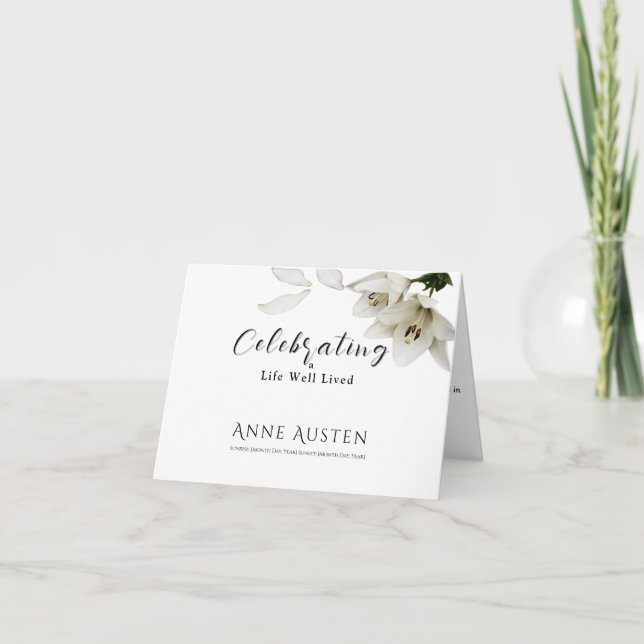 Tarjeta de agradecimiento de funerales plegados -  (Anverso)