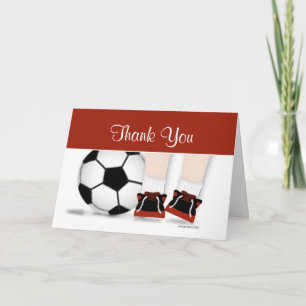 Tarjeta de agradecimiento de fútbol en rojo