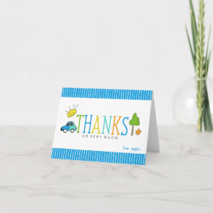 Tarjeta de agradecimiento de garabatos de colores 