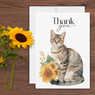 Tarjeta de agradecimiento de gato atigrado y giras
