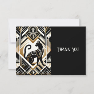 Tarjeta de agradecimiento de gato decorativo abstr