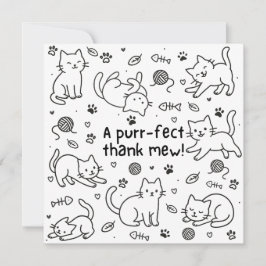 Tarjeta de agradecimiento de gato minimalista gara