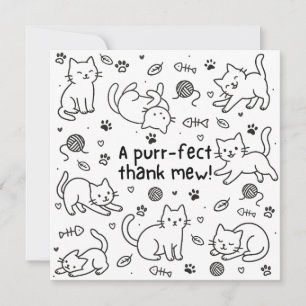 Tarjeta de agradecimiento de gato minimalista gara