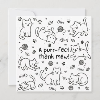 Tarjeta de agradecimiento de gato minimalista gara