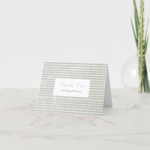 Tarjeta de agradecimiento de Gingham azul y verde