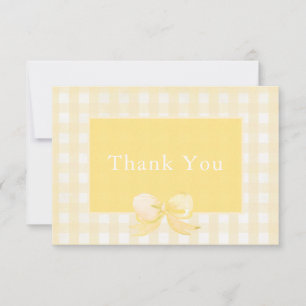 Tarjeta de agradecimiento de gingham con lazo amar