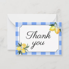 Tarjeta de agradecimiento de Gingham de Lemon y Bl