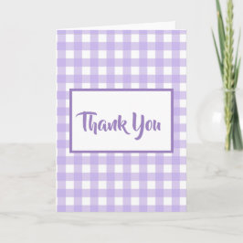 Tarjeta de agradecimiento de gingham de lila verti