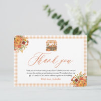 Tarjeta de agradecimiento de Gingham Naranja Fresh