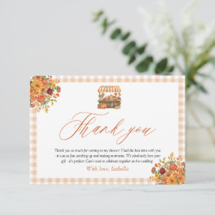 Tarjeta de agradecimiento de Gingham Naranja Fresh